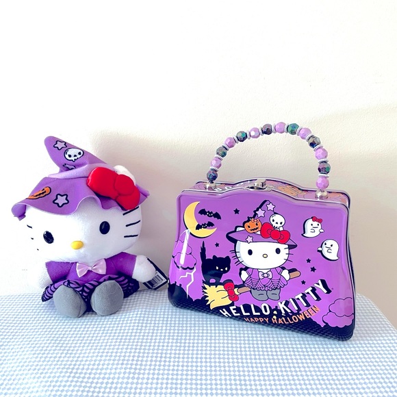 Hello Kitty Other - Hello Kitty Halloween Purple Witch Plush & Tin